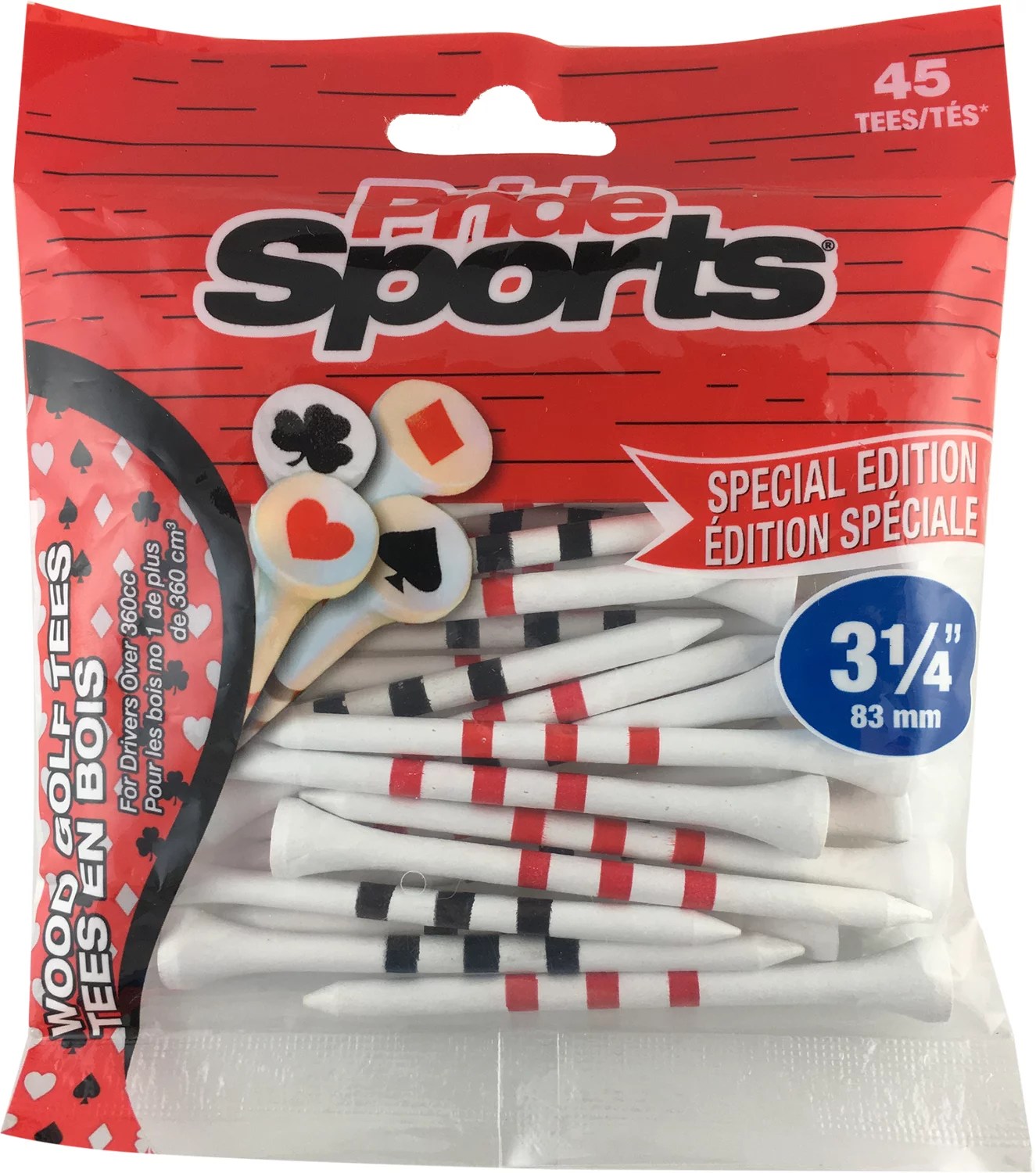 Pride 3.25 in Playing Card Golf Tees 45Pack Academy