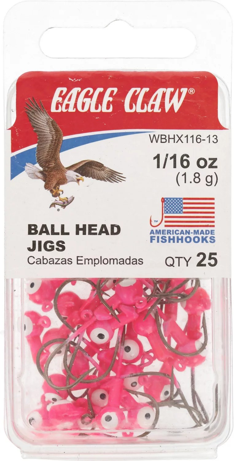 Eagle Claw 1/8 oz Ball Head Jig Heads 25Pack Academy