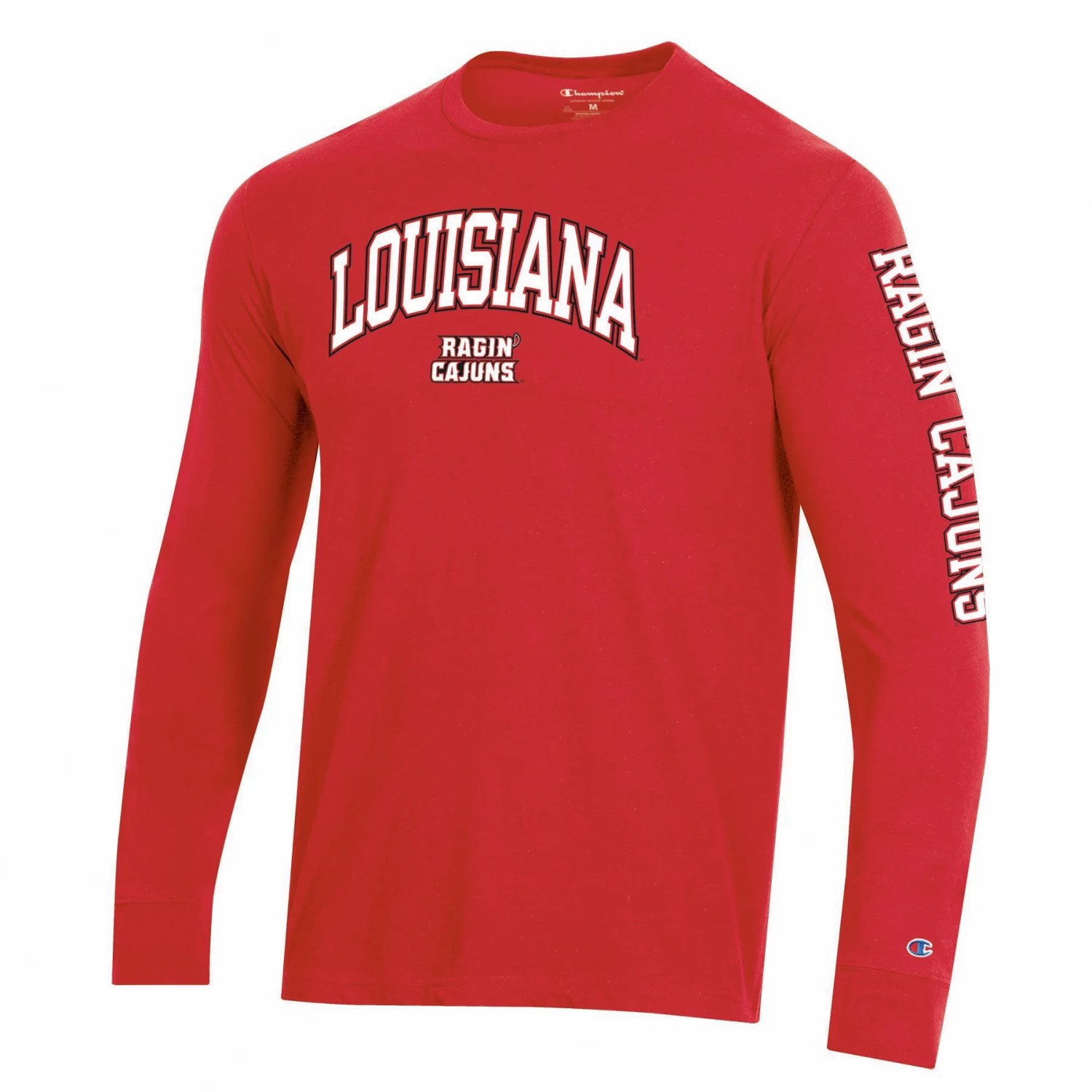 Champion Men's University of Louisiana at Lafayette Team Arch Long Sleeve Tshirt Academy