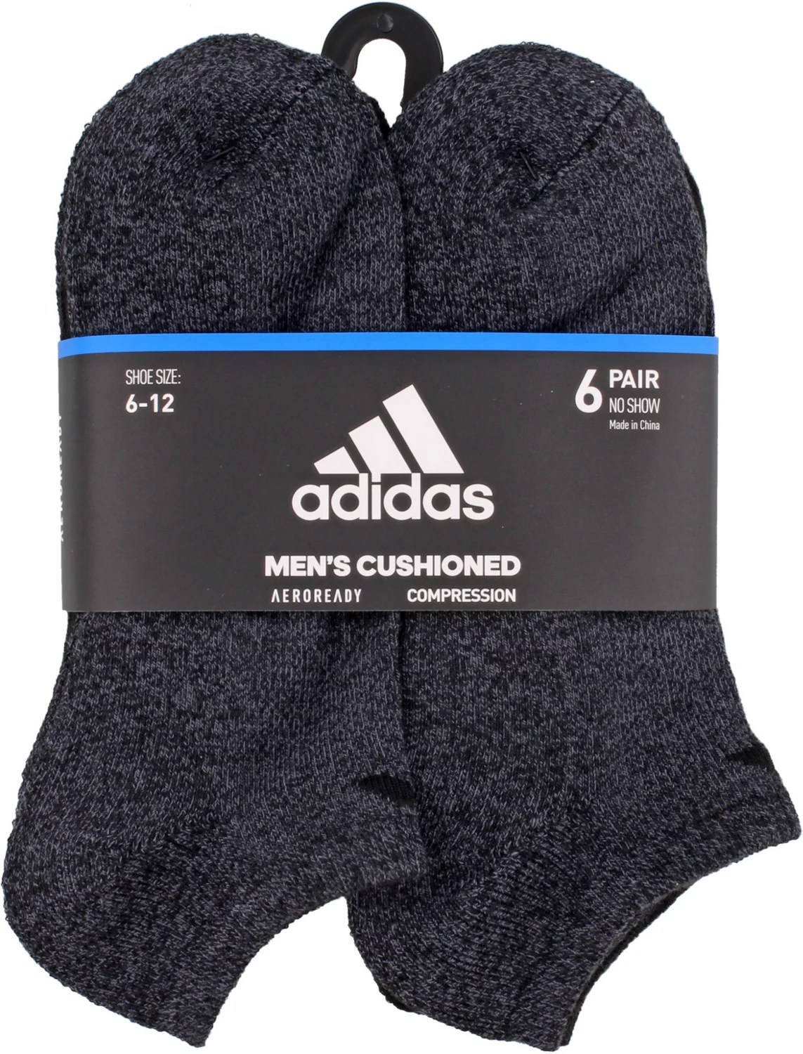 adidas Men's Large Athletic NoShow Socks 6 Pack Academy