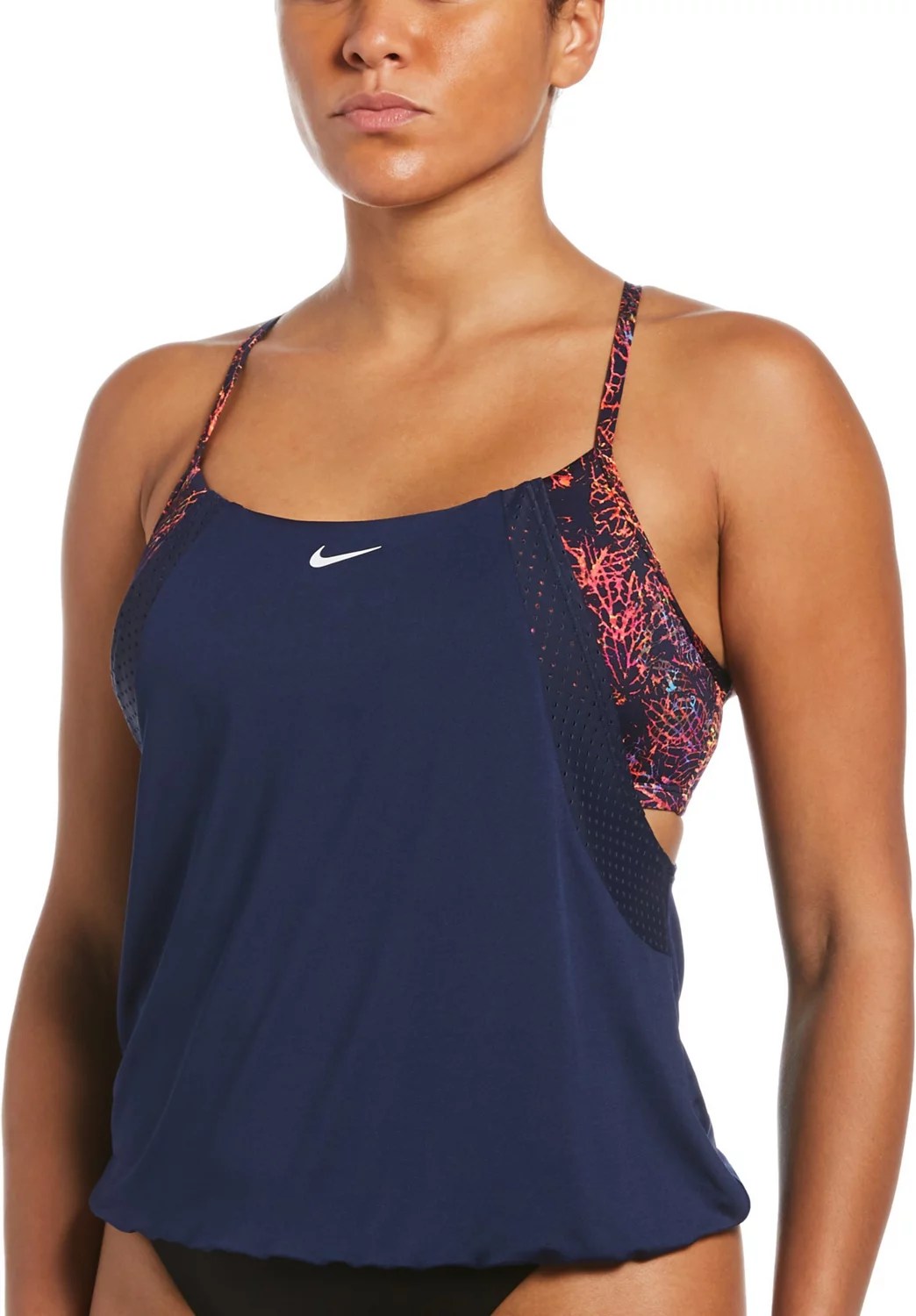 Nike Women's Missy Neon Leaf Layered Tankini Swim Top Academy