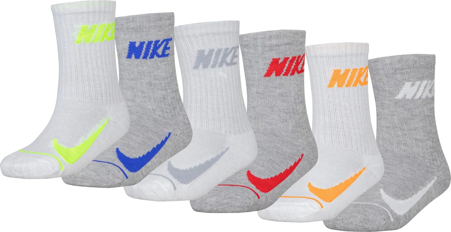 Nike Kids'Nike Kids' Simple Swoosh HBR Crew Socks 6 Pack Simple Swoosh