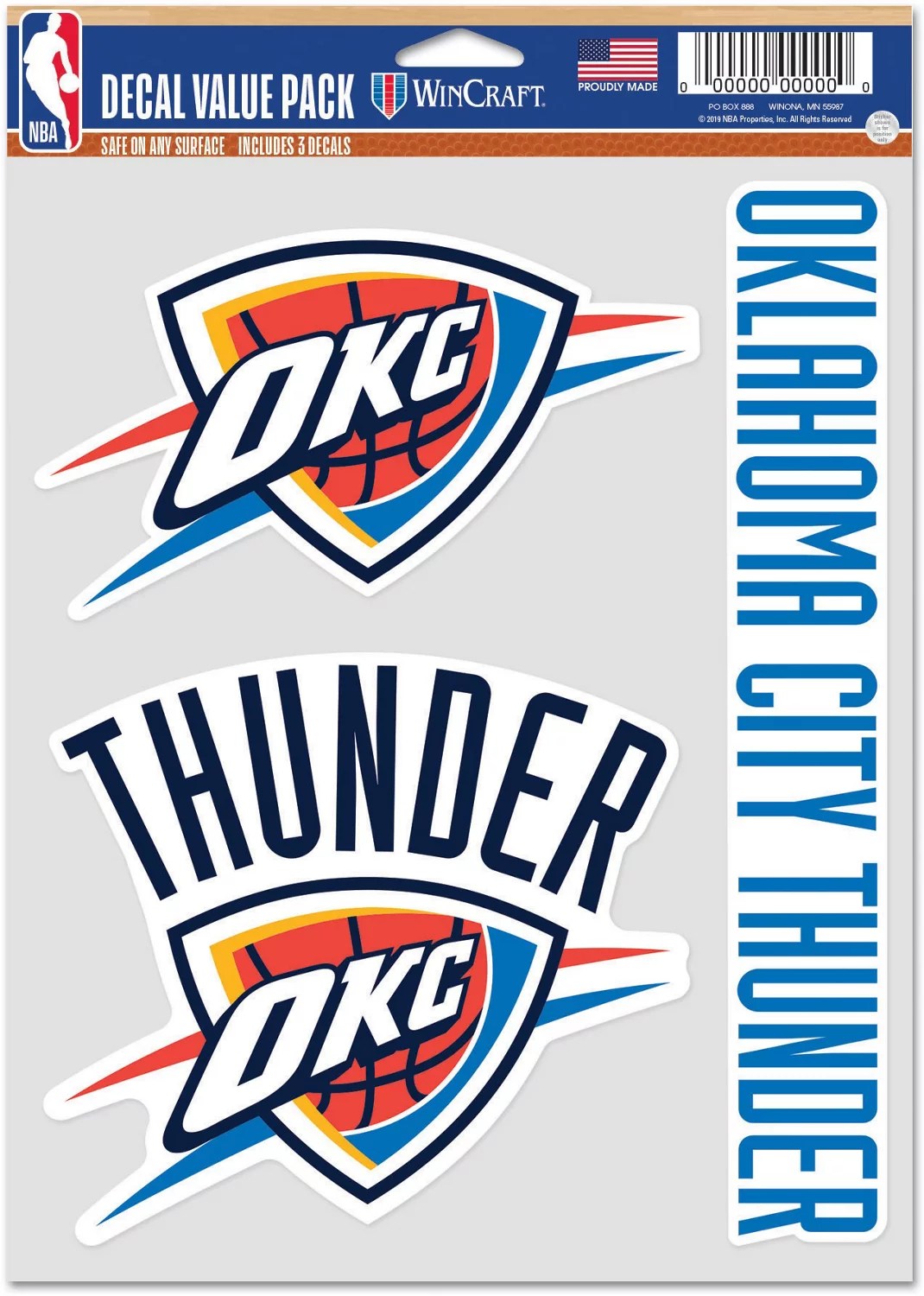 WinCraft Oklahoma City Thunder Fan Decals 3Pack Academy