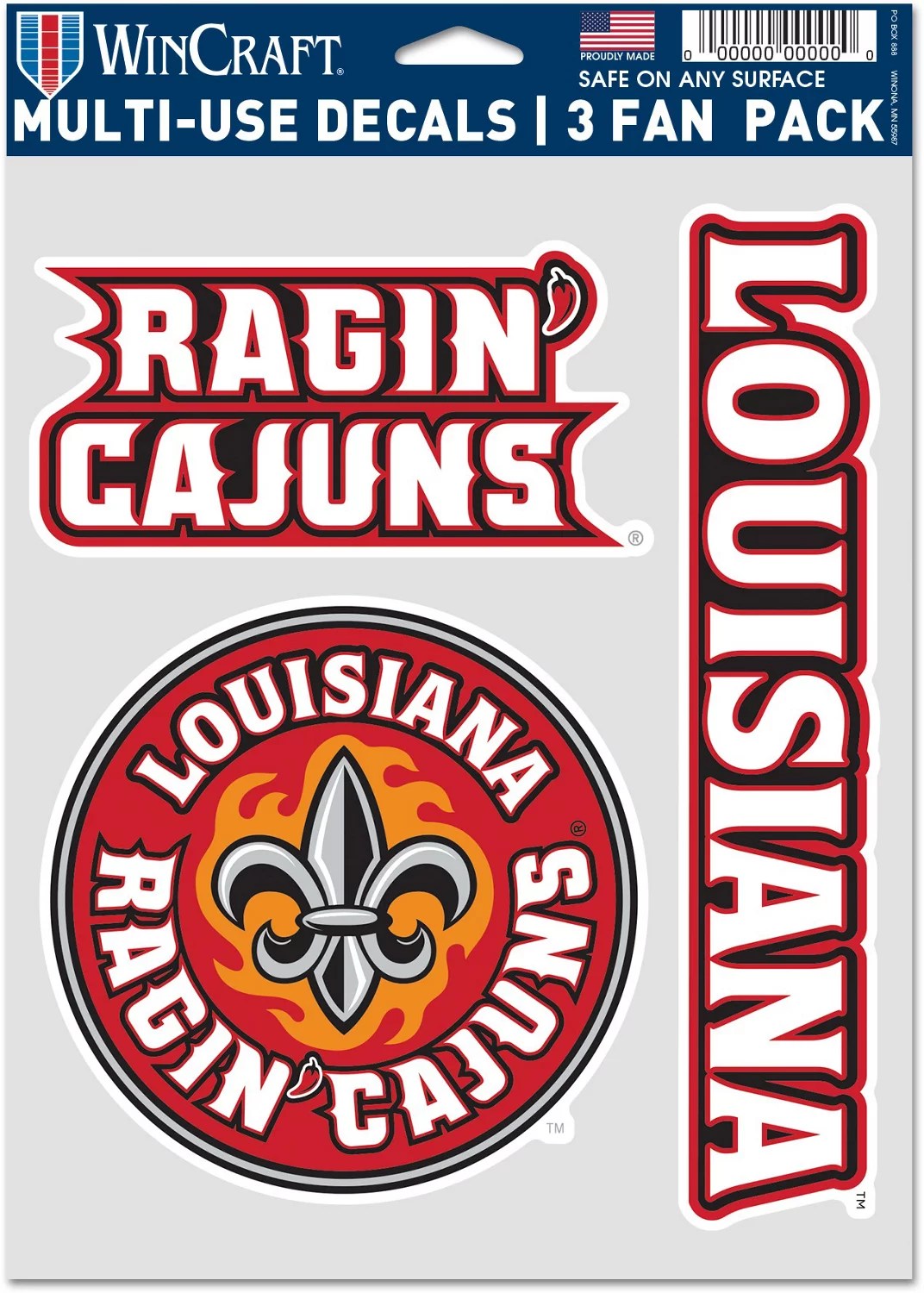 WinCraft University of Louisiana at Lafayette Fan Decals 3