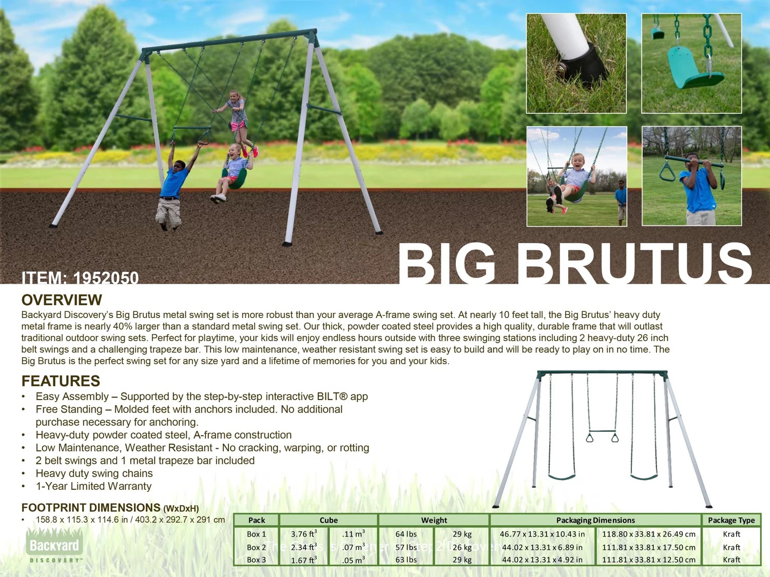 Backyard Discovery Big Brutus Metal Swing Set Academy