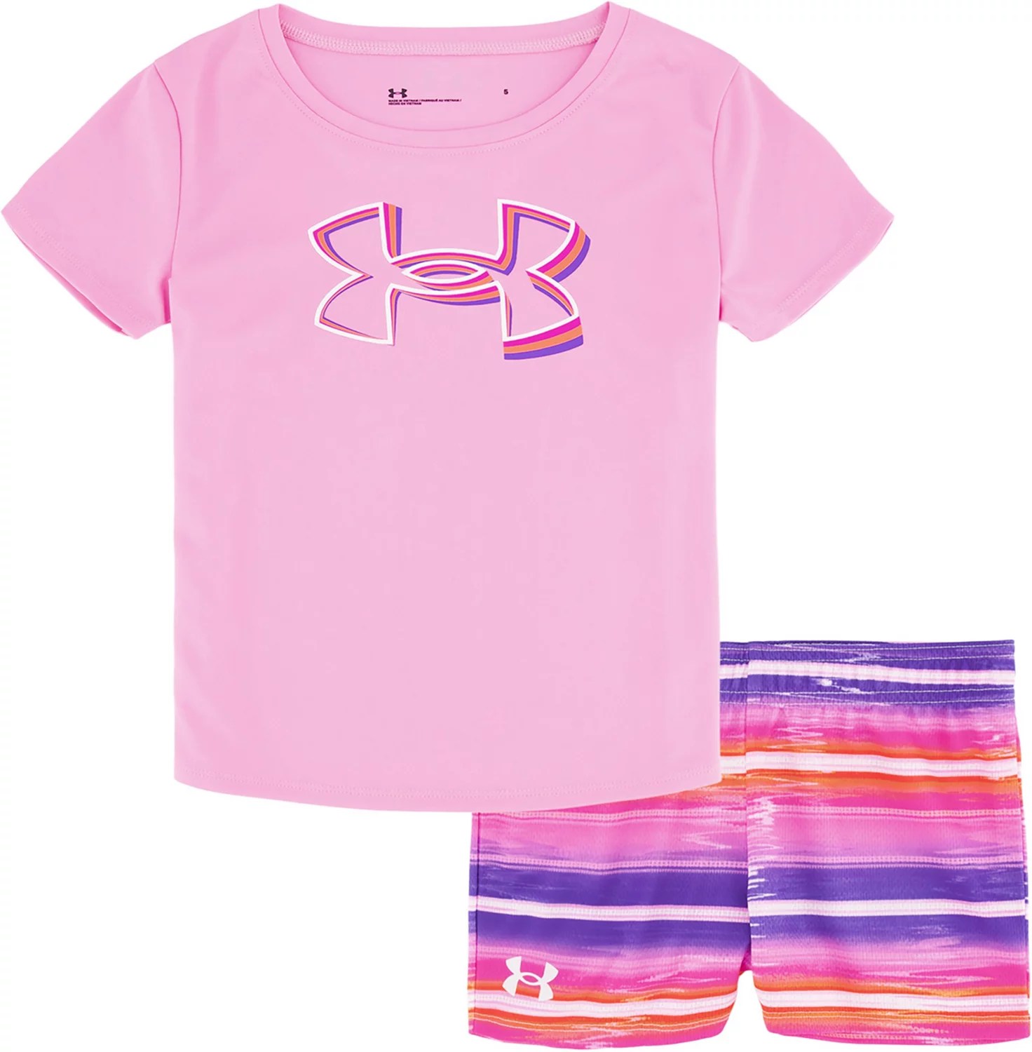 Under Armour Toddler Girls' 2Piece Bouncy Shirt and Striped Shorts Set Academy
