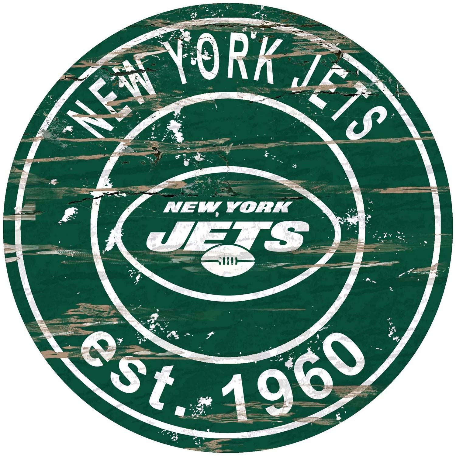 Fan Creations New York Jets Round Distressed Sign Academy