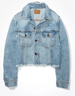 AE Denim Cropped Destroyed Boyfriend Jacket