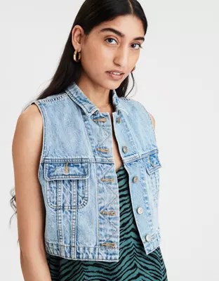 AE Cropped Denim Vest