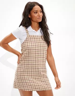 AE Plaid Overall Mini Dress