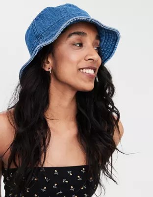 AEO Denim Bucket Hat, Blue American Eagle Outfitters
