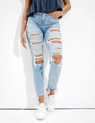 AE Stretch Ripped Mom Jean