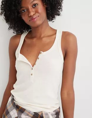Aerie No BS Waffle Henley Tank Top