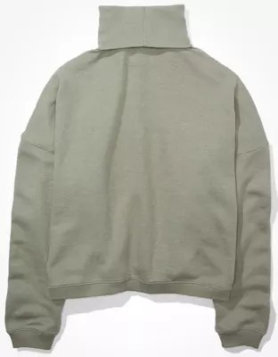 AE Textured Fleece Cropped Mock Neck Sweatshirt