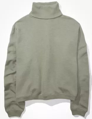 AE Textured Fleece Cropped Mock Neck Sweatshirt
