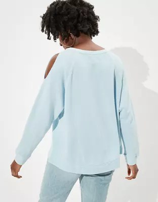 AE Fleece Cold Shoulder Crew Neck Sweatshirt