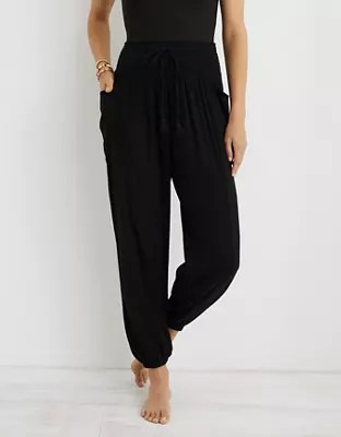 Aerie Smocked High Waisted Beach Pant