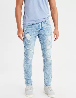 AE Flex Skinny Jean, Light Destroy Wash American Eagle Outfitters