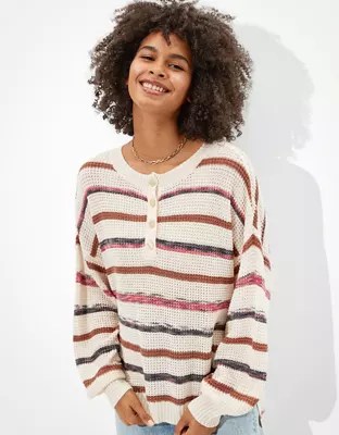 AE Striped Henley Sweater