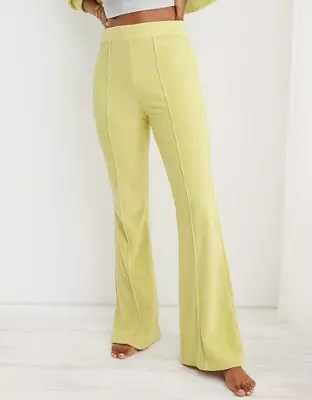 Aerie GrooveOn Rib Velour Flare Pant