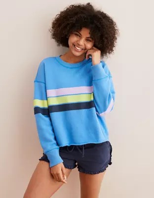 Aerie Striped Pullover Sweatshirt