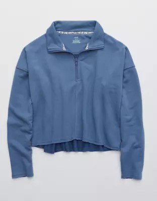 Aerie Sunday Soft Cropped Quarter Zip Sweatshirt