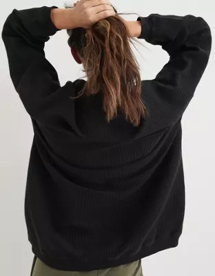 Aerie Good Vibes Corded Oversized Quarter Zip Sweatshirt
