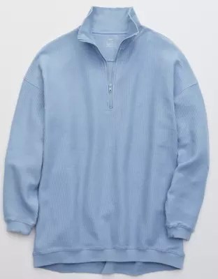 Aerie Good Vibes Corded Oversized Quarter Zip Sweatshirt