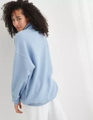 Aerie Good Vibes Corded Oversized Quarter Zip Sweatshirt