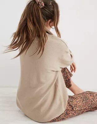 Aerie Good Vibes Corded Oversized Quarter Zip Sweatshirt