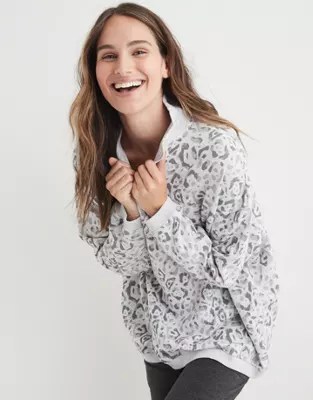 Aerie Good Vibes Oversized Quarter Zip Sweatshirt