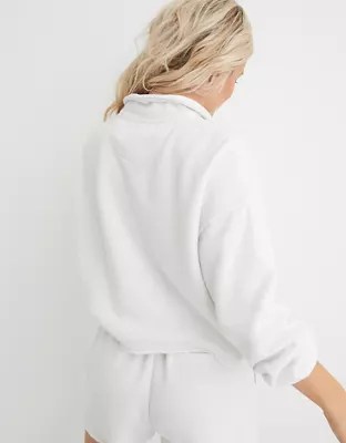 Aerie FleeceOfMind Cropped Polo Sweatshirt