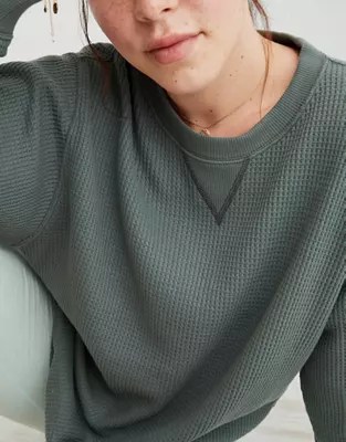 Aerie The Sweat Waffle Crew Neck Sweatshirt