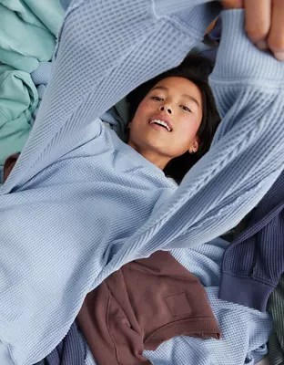 Aerie The Sweat Sweatshirt con cuello redondo y textura tipo waffle