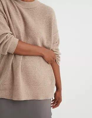 Aerie Waffle Oversized Crew Sweater