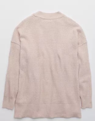 Aerie Waffle Oversized Crew Sweater