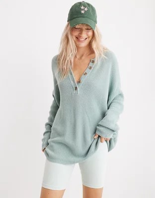 Aerie Oversized Henley Sweater