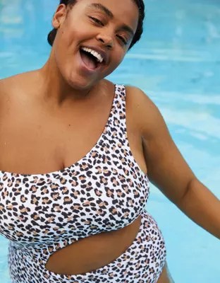 Aerie Cutout One Shoulder One Piece Swimsuit