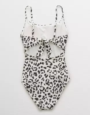 Aerie Leopard Tie Back One Piece Swimsuit