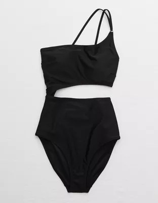 Aerie One Shoulder Cut Out One Piece Swimsuit