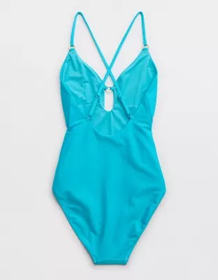 Aerie Shine Rib Full Coverage One Piece Swimsuit
