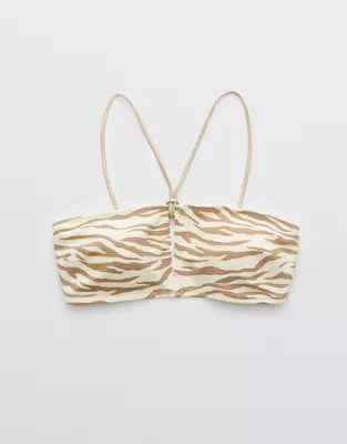 Aerie Pique Animal Print Keyhole Bandeau Bikini Top