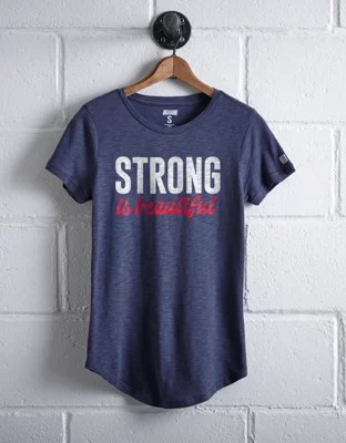 Tailgate Women's Strong Is Beautiful TShirt, Blue American Eagle