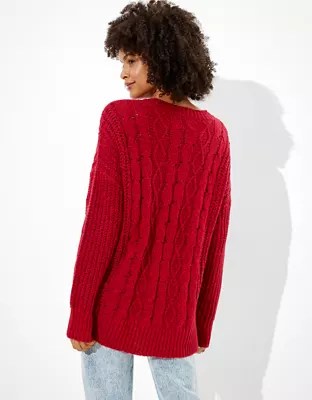 AE Cable Knit Crew Neck Sweater
