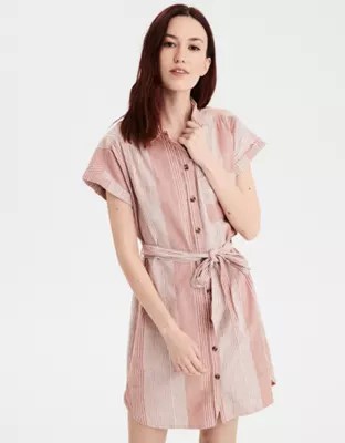 AE Short Sleeve Button Front Shirt Dress