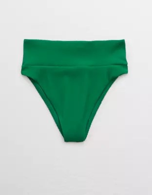 Aerie Ribbed High Cut Cheeky Bikini Bottom