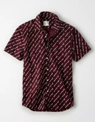 AE Short Sleeve Graphic Button Up Shirt