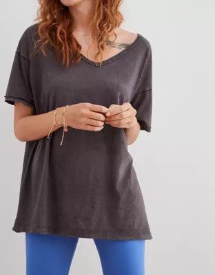 Aerie Distressed VNeck Boyfriend TShirt