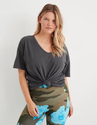 Aerie Boyfriend Distressed VNeck Oversized TShirt