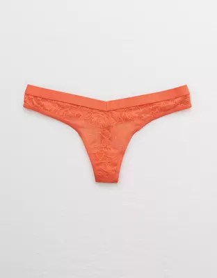 Aerie Mesh Palm Lace High Cut Thong Underwear